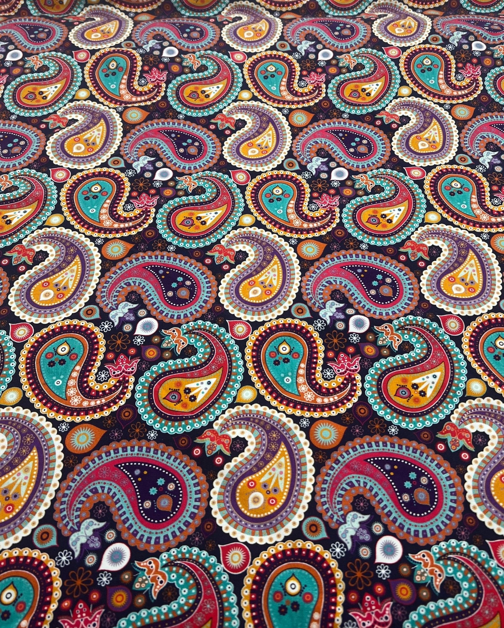 Bold Paisley Cotton Stretch Jersey 200 GSM 95/5 Lycra 4 Way Stretch - T9 Fabrics